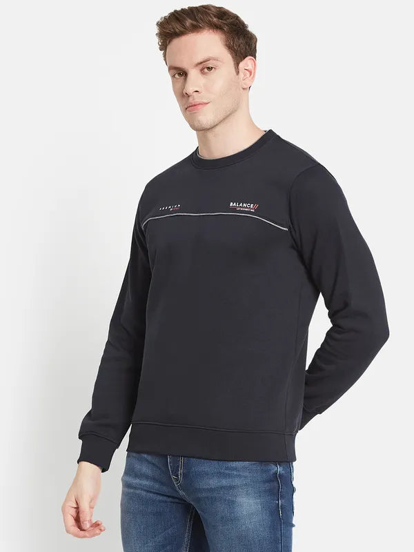 Men Navy Blue Printed Sweatshirt