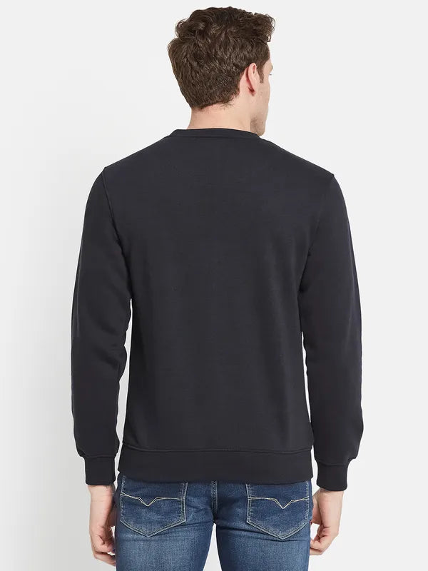 Men Navy Blue Printed Sweatshirt