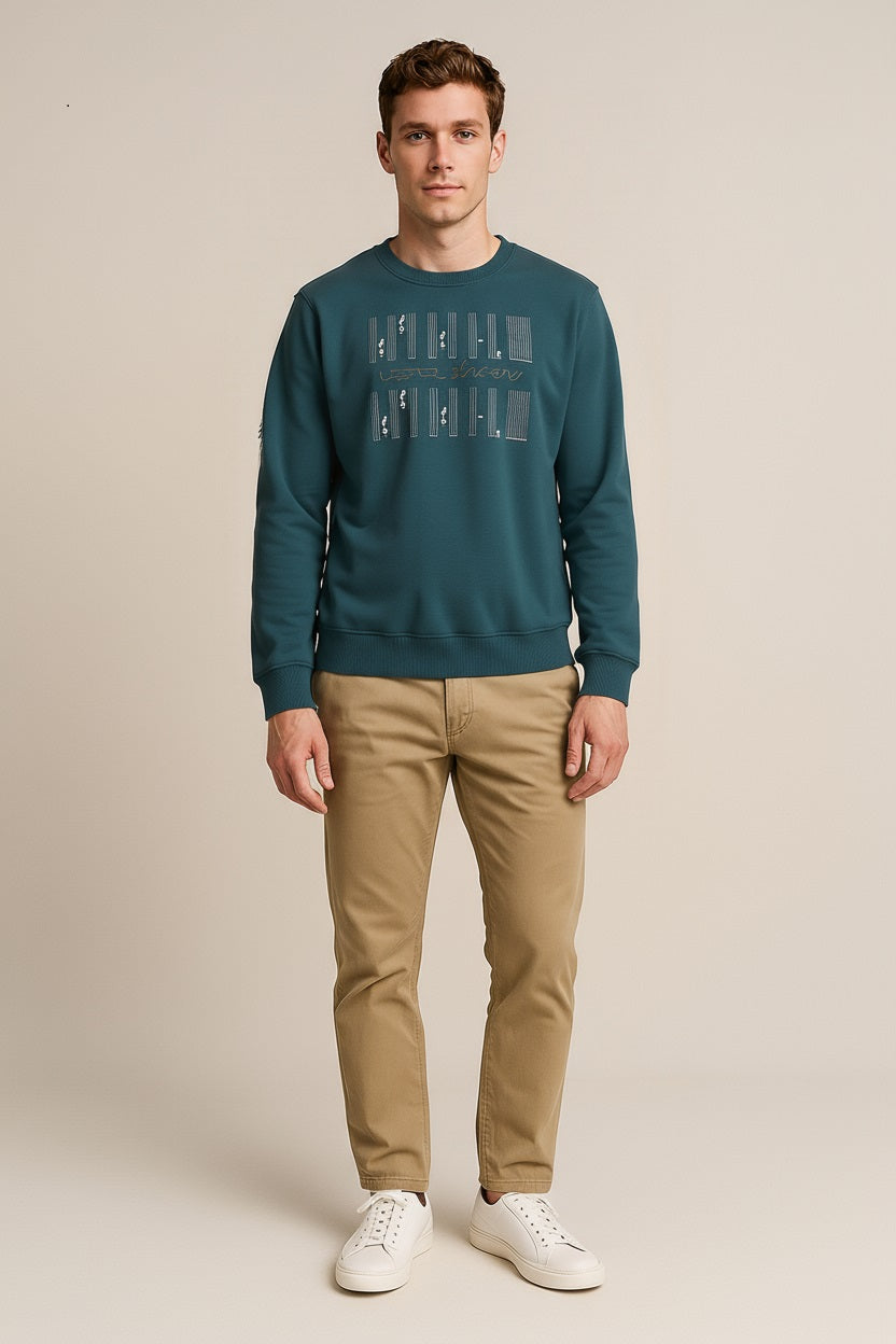 Octave Men Printed Round Neck Sweatshirt