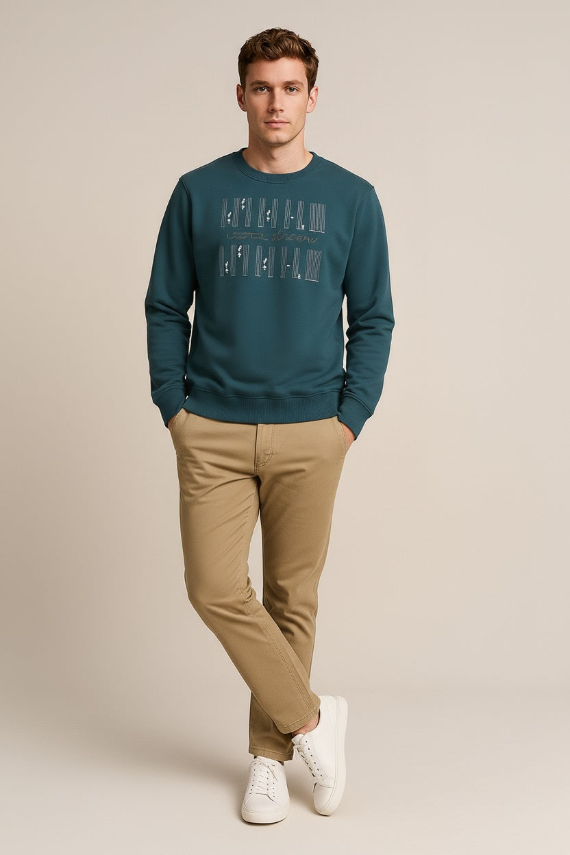 Octave Men Printed Round Neck Sweatshirt