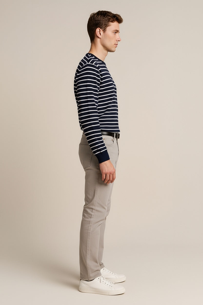 Octave Men Striped Round Neck Sweatshirt