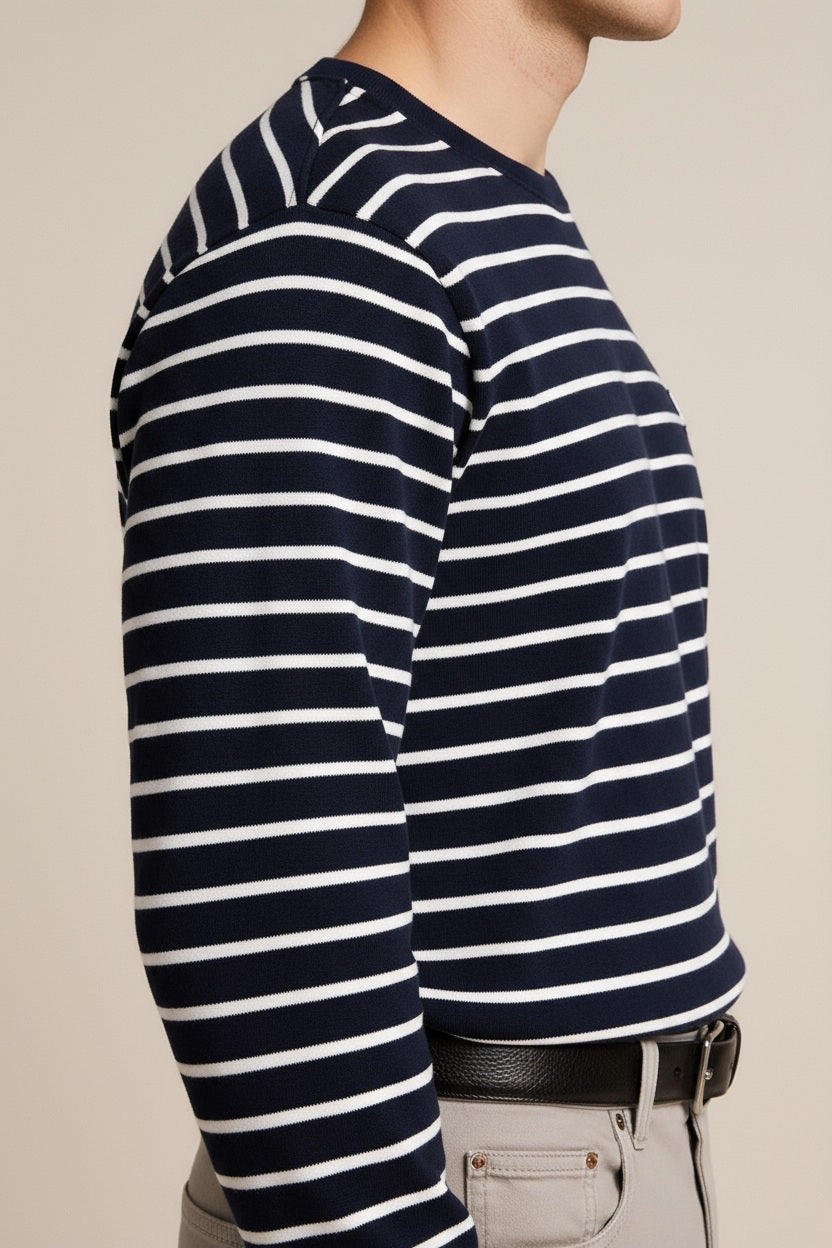Octave Men Striped Round Neck Sweatshirt