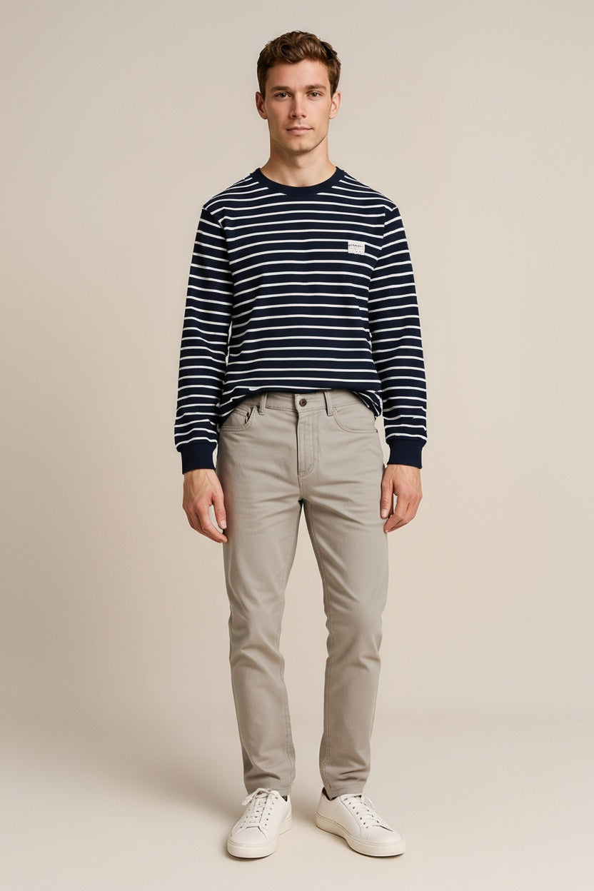 Octave Men Striped Round Neck Sweatshirt