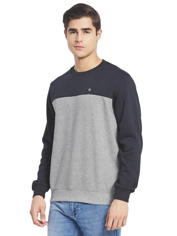Octave Men Grey Colourblocked Fleece Sweatshirt