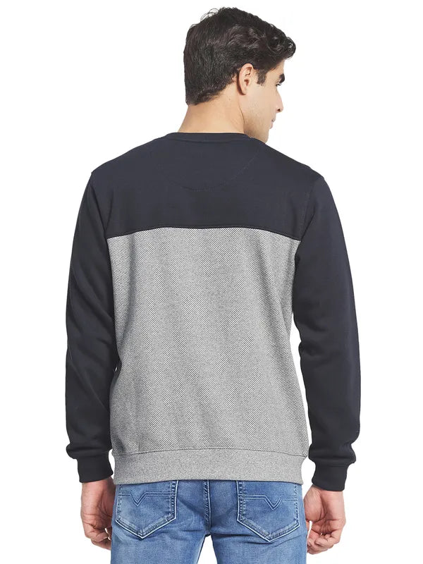 Octave Men Grey Colourblocked Fleece Sweatshirt