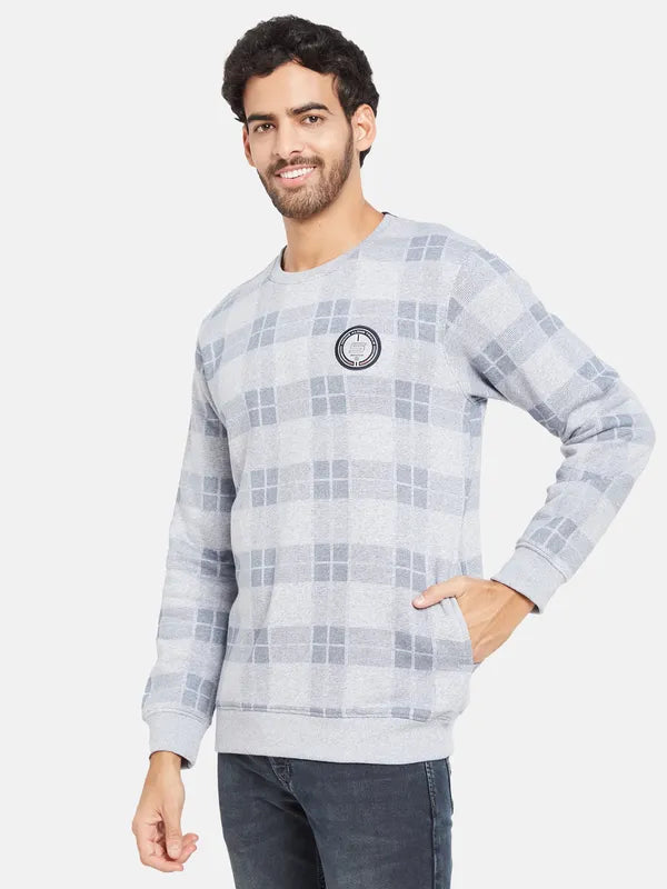 Octave Men Grey Checked Sweatshirt