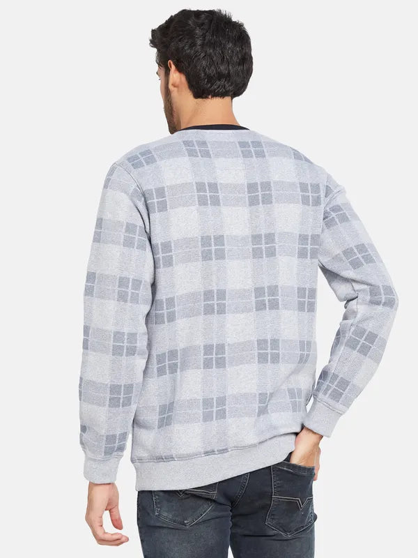 Octave Men Grey Checked Sweatshirt