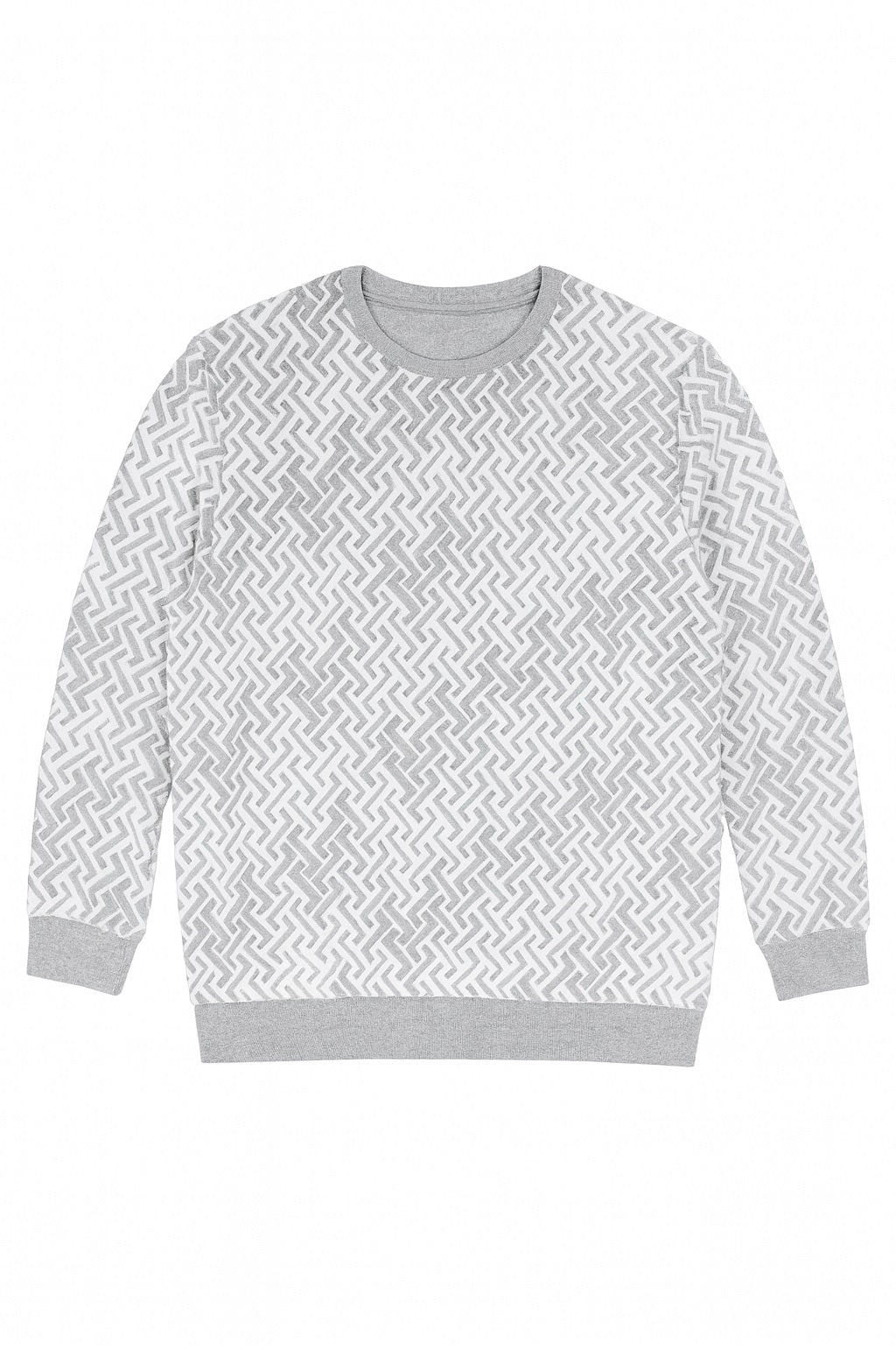 Octave Men Grey Melange Printed Round Neck Sweatshirt
