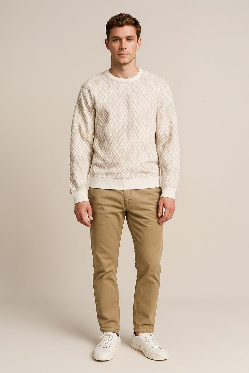 Octave Men Natural Printed Round Neck Sweatshirt