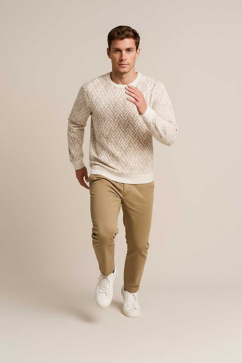 Octave Men Natural Printed Round Neck Sweatshirt