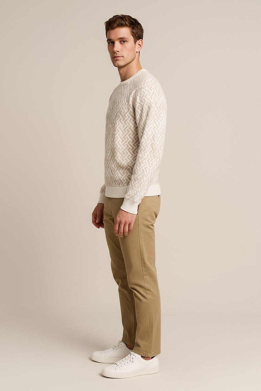 Octave Men Natural Printed Round Neck Sweatshirt