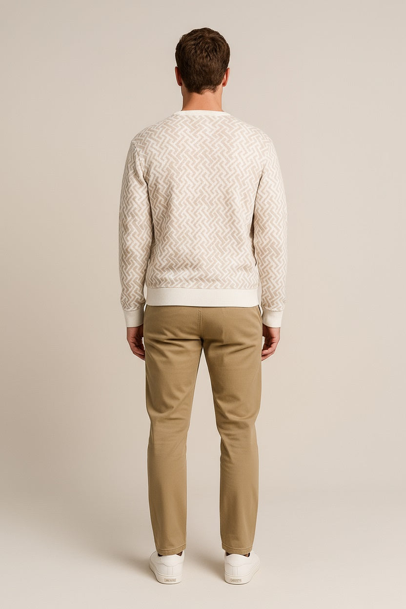 Octave Men Natural Printed Round Neck Sweatshirt