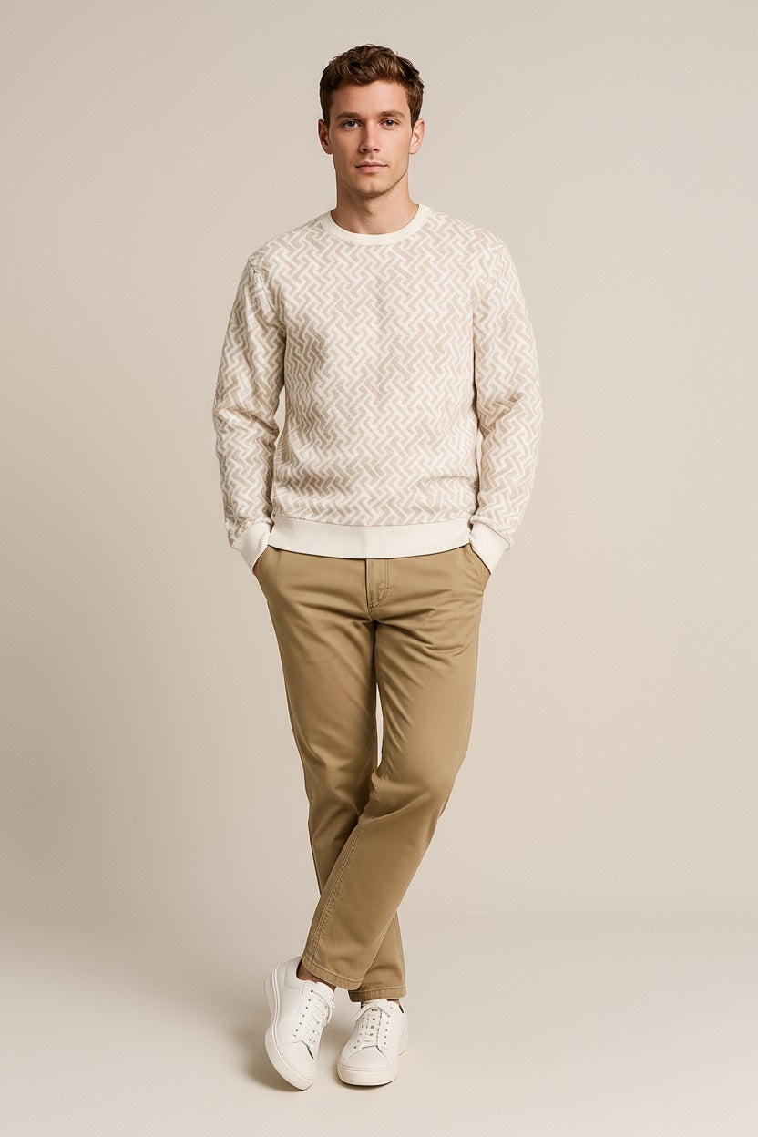 Octave Men Natural Printed Round Neck Sweatshirt