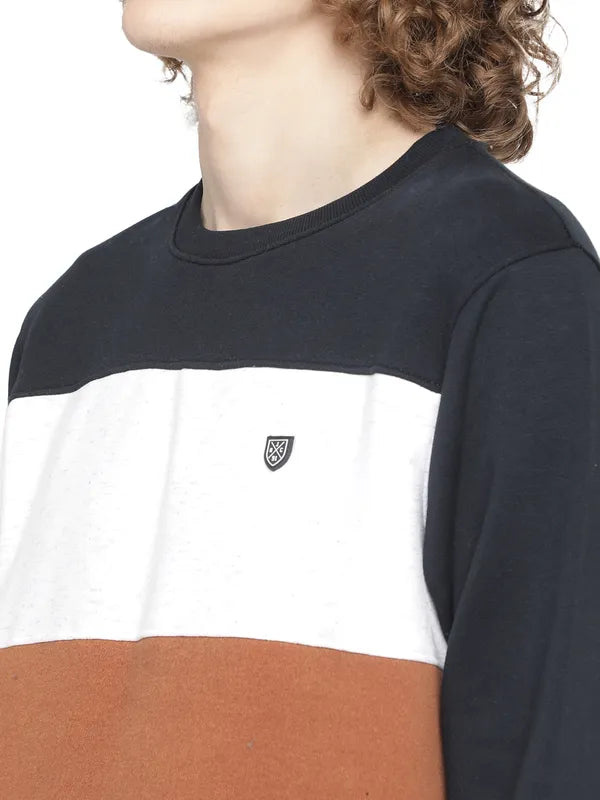 Octave Men Tan Fleece Colourblocked Sweatshirt