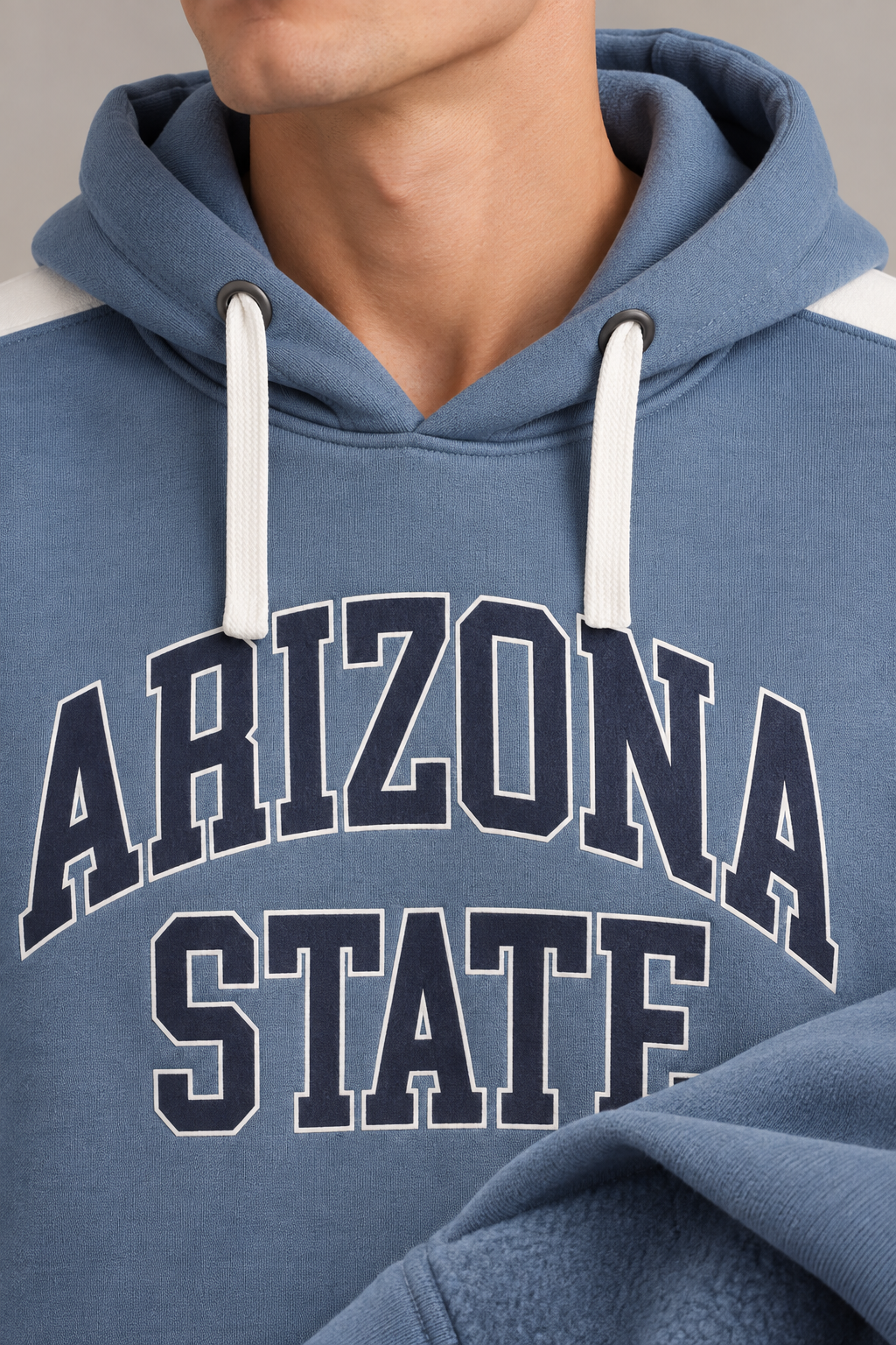 Men’s Denim Blue Cotton Brushed Fleece Hooded Sweatshirt – Regular Fit