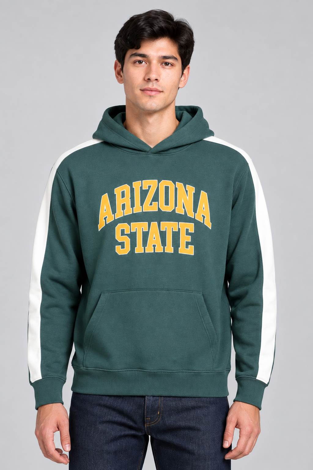 Men's Knitted Cotton Brushed Fleece Regular Fit Hooded Sweatshirt – Pine |