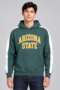Men's Knitted Cotton Brushed Fleece Regular Fit Hooded Sweatshirt – Pine |