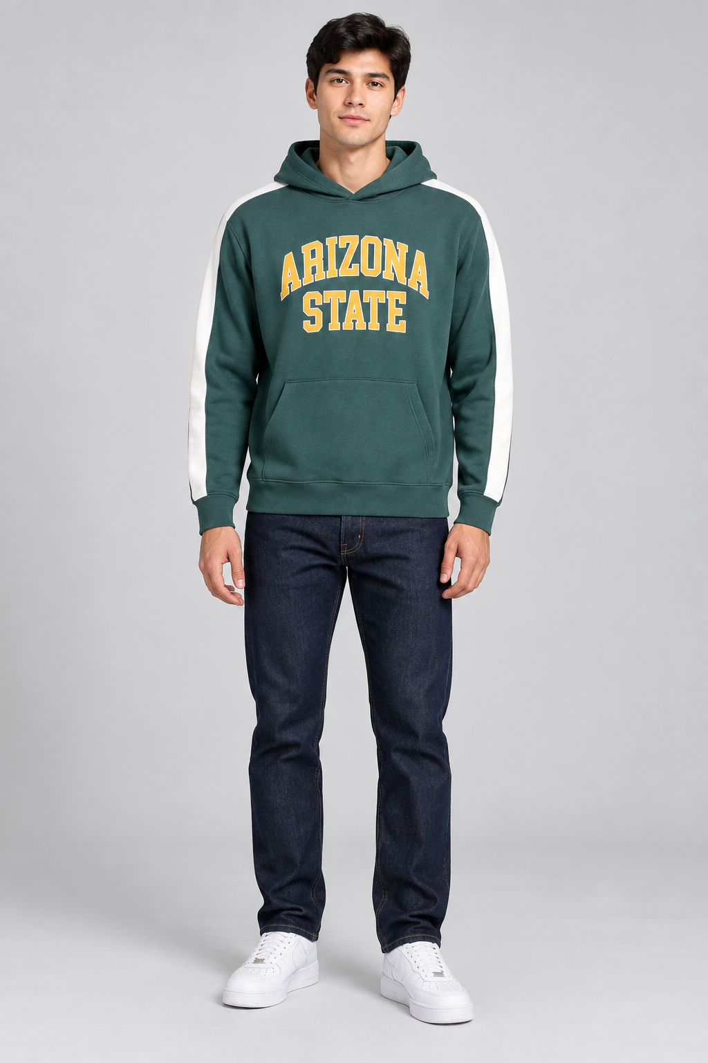 Men's Knitted Cotton Brushed Fleece Regular Fit Hooded Sweatshirt – Pine |