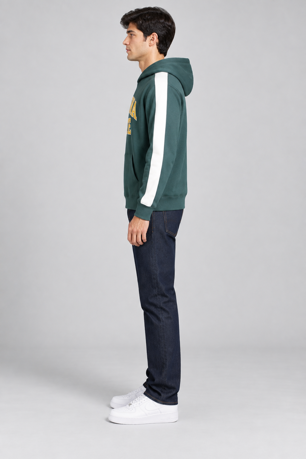 Men's Knitted Cotton Brushed Fleece Regular Fit Hooded Sweatshirt – Pine |