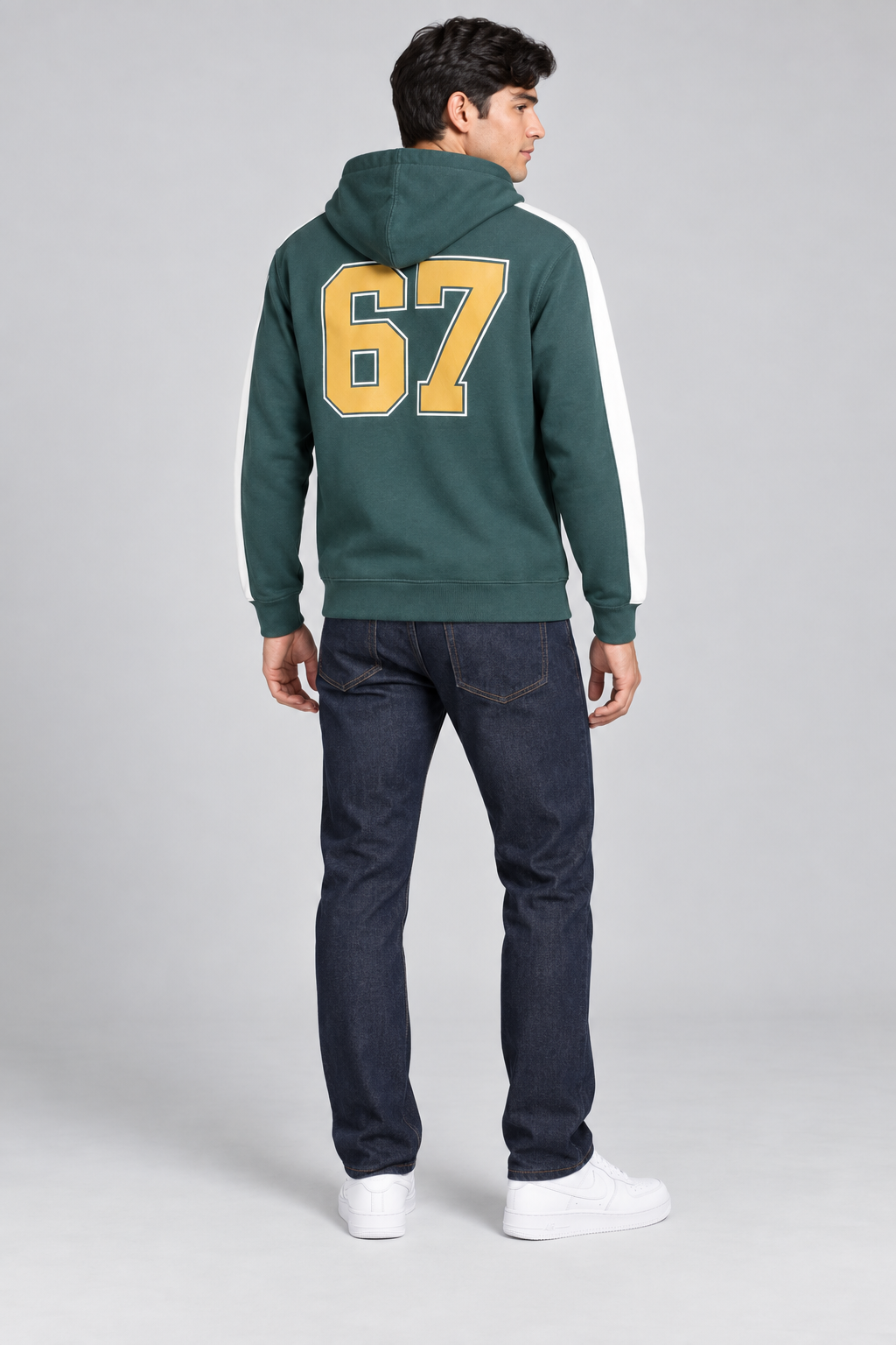 Men's Knitted Cotton Brushed Fleece Regular Fit Hooded Sweatshirt – Pine |