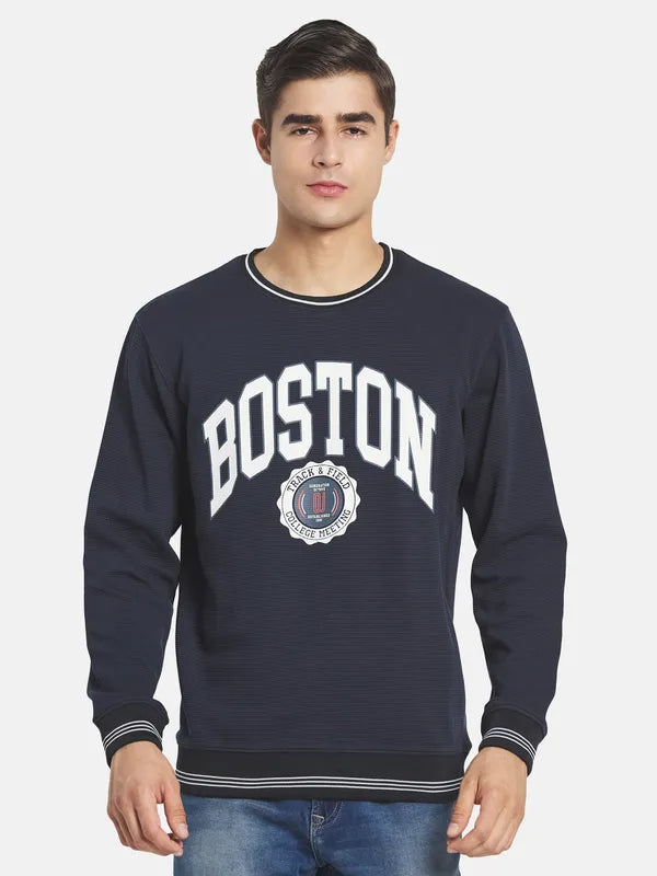 Men Blue Printed Sweatshirt