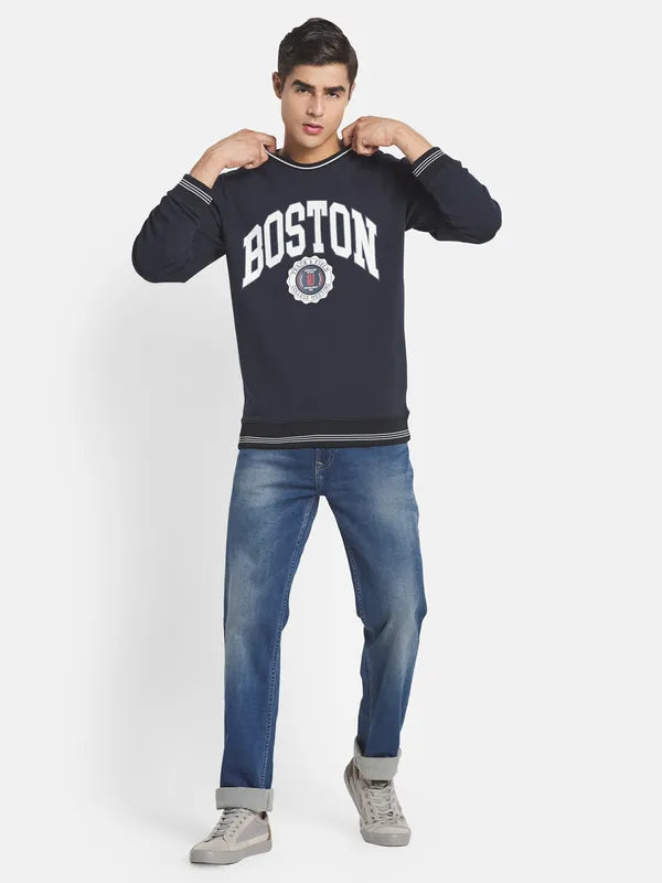 Men Blue Printed Sweatshirt