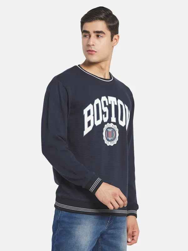 Men Blue Printed Sweatshirt