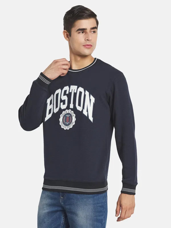 Men Blue Printed Sweatshirt