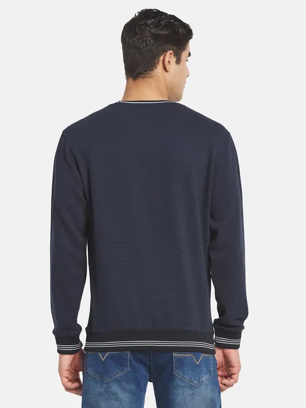 Men Blue Printed Sweatshirt