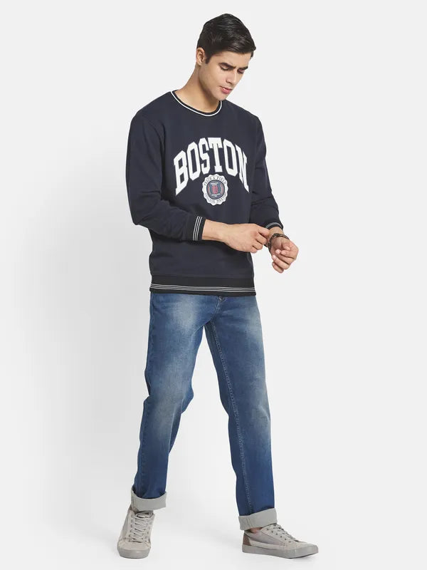 Men Blue Printed Sweatshirt