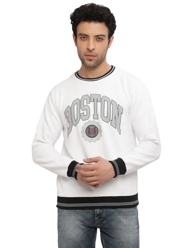 Octave Men White Printed Sweatshirt