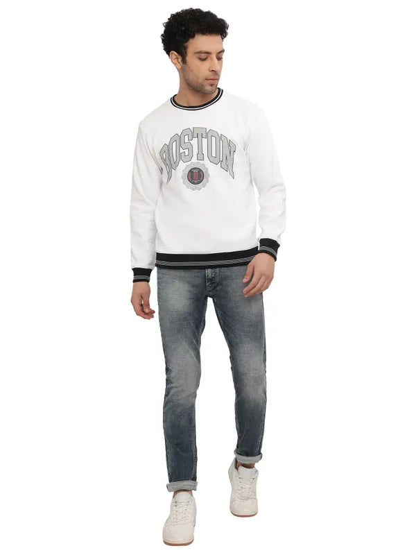 Octave Men White Printed Sweatshirt