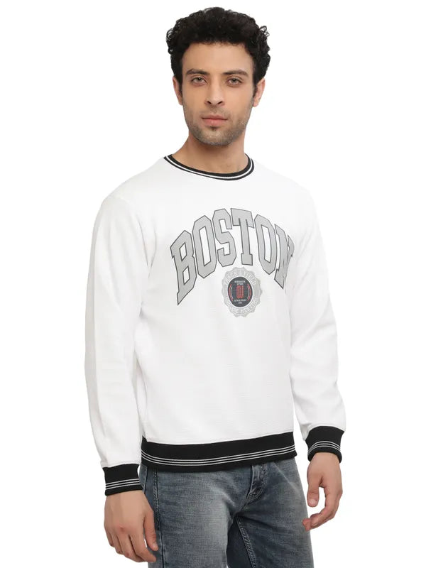 Octave Men White Printed Sweatshirt