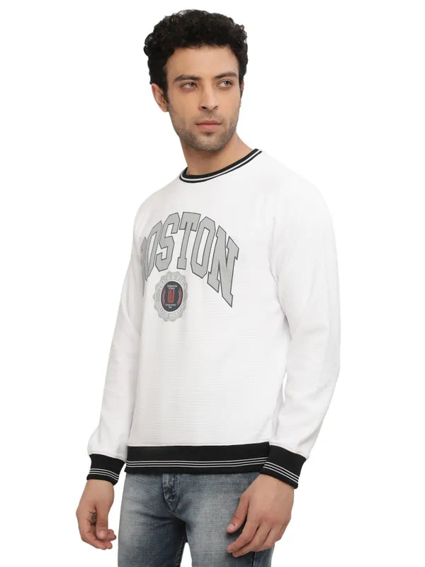 Octave Men White Printed Sweatshirt