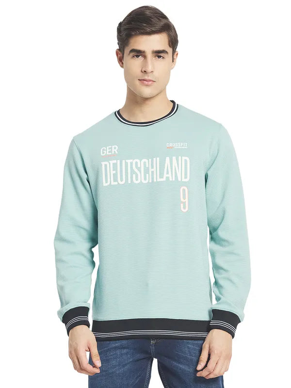 Octave Men Blue Printed Sweatshirt