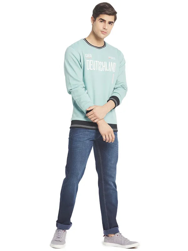 Octave Men Blue Printed Sweatshirt