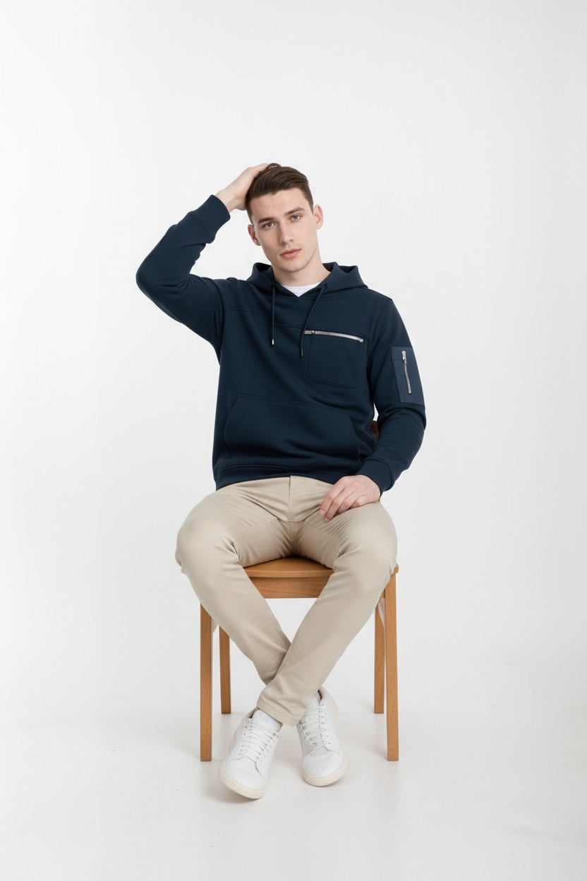 Octave Men Solid Hooded Sweatshirt