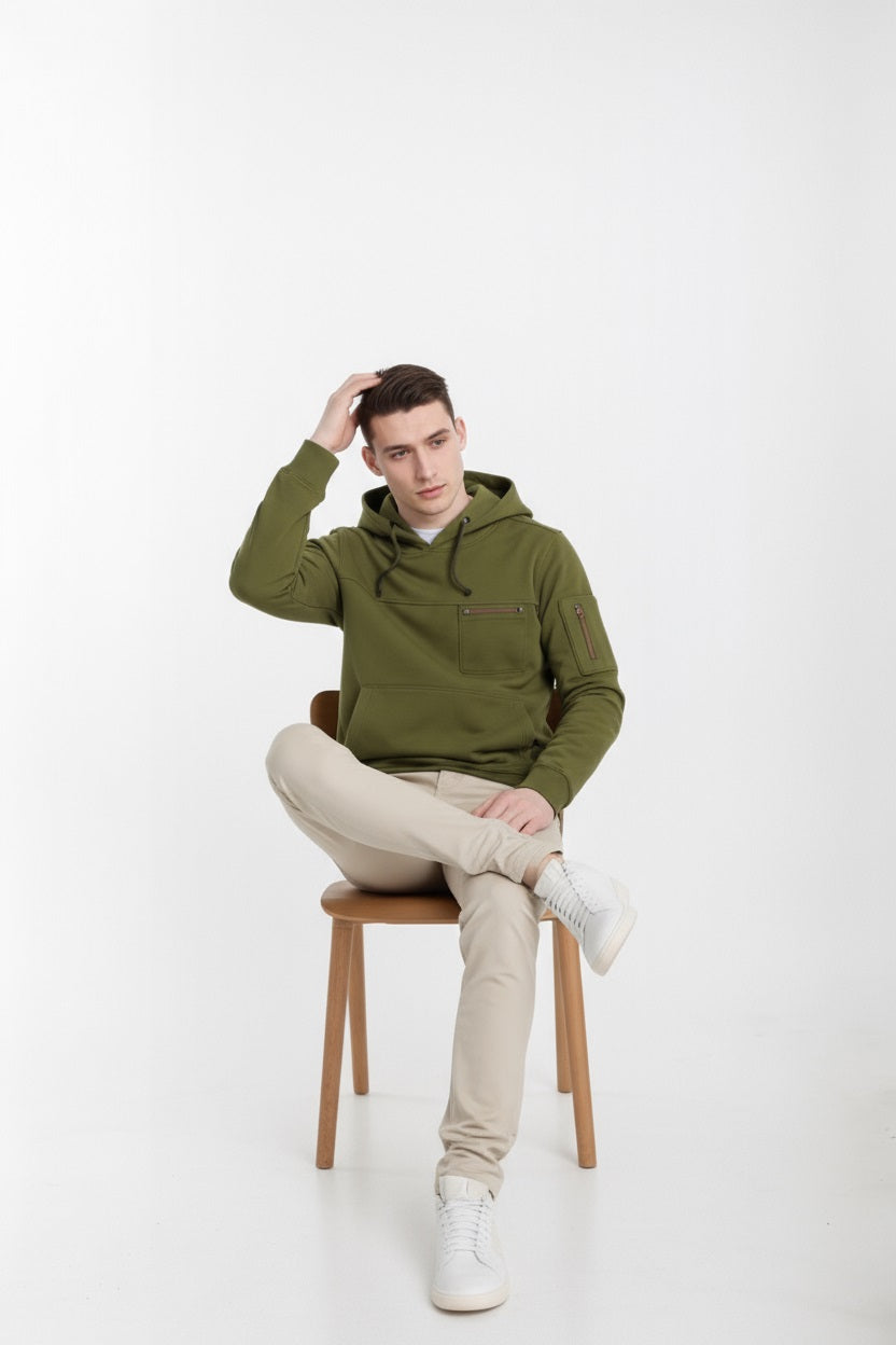 Octave Men Solid Hooded Sweatshirt