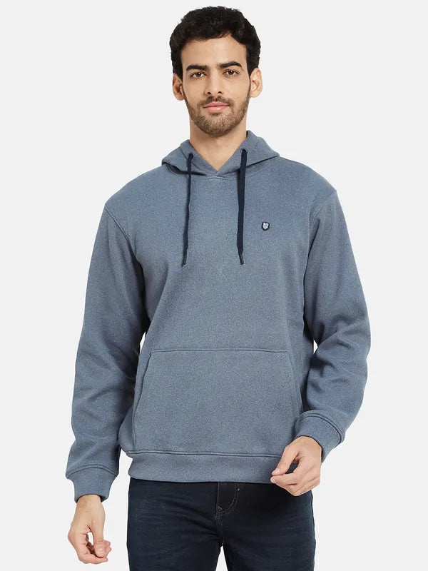 Octave Men Blue Hooded Sweatshirt