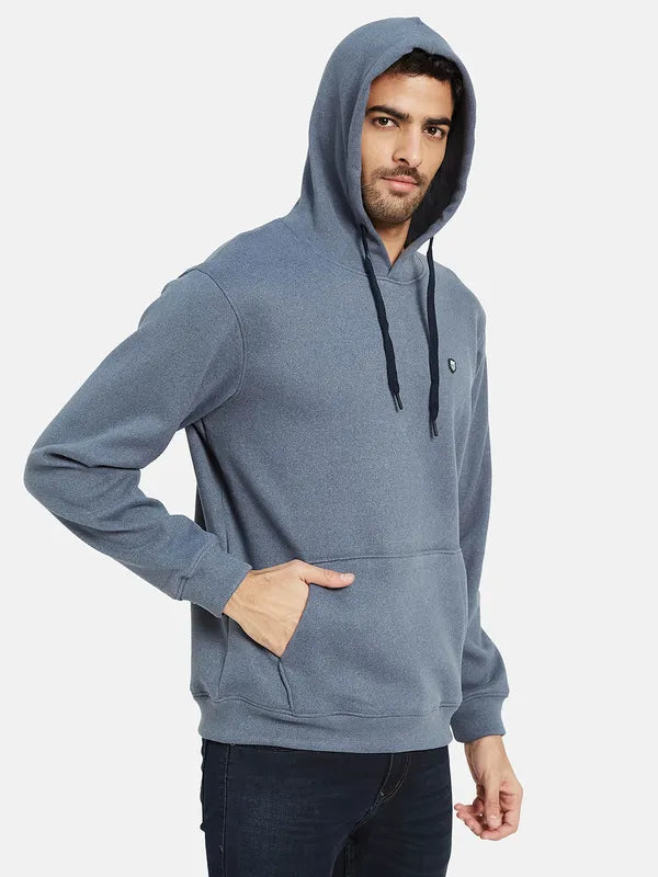 Octave Men Blue Hooded Sweatshirt