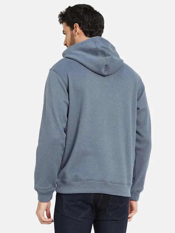 Octave Men Blue Hooded Sweatshirt