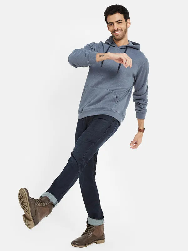 Octave Men Blue Hooded Sweatshirt