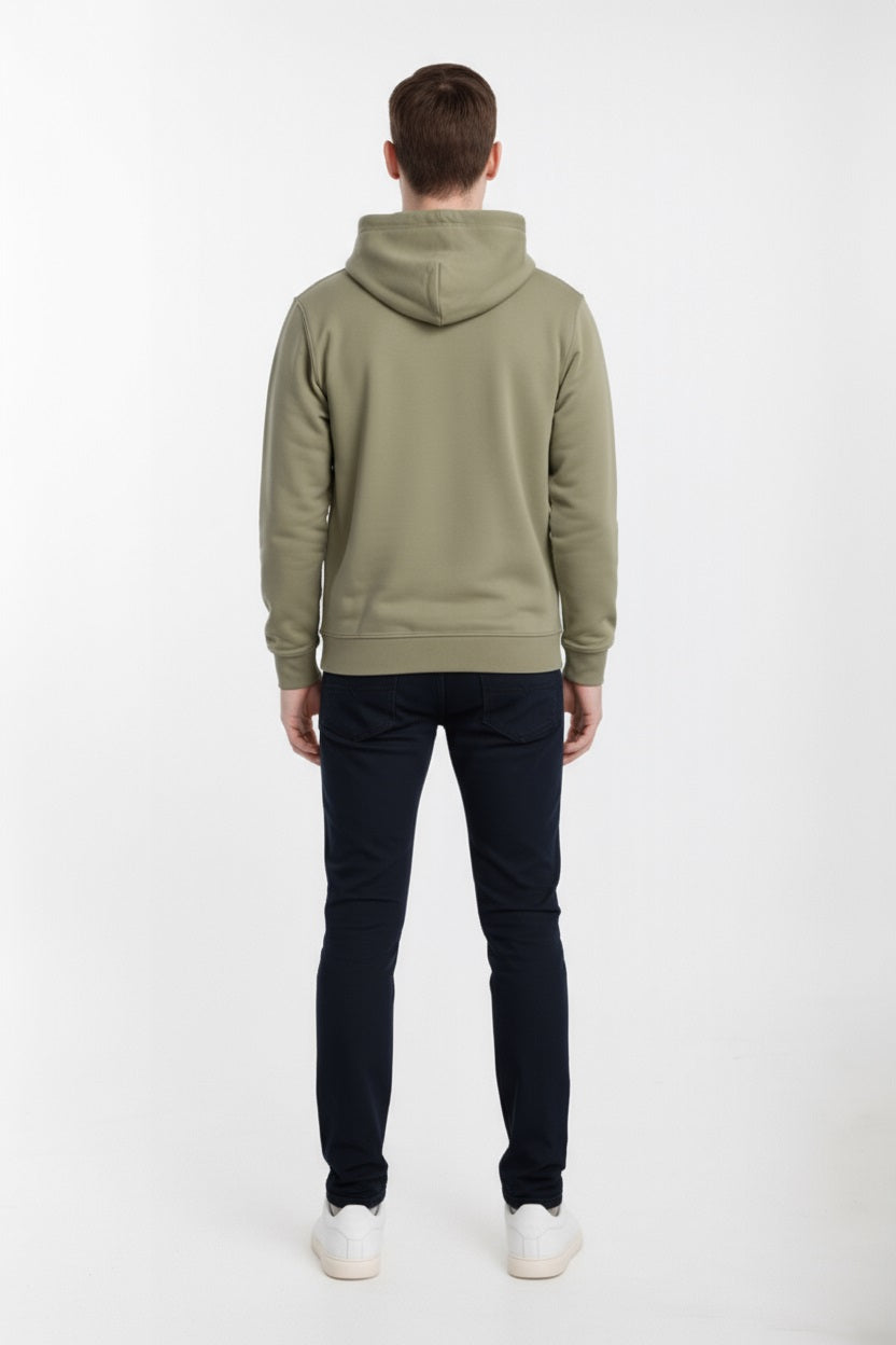 Octave Men Light Olive Solid Hooded Sweatshirt