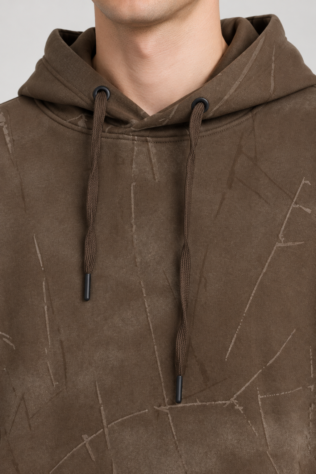 Men’s Brown Cotton Blend Hooded Sweatshirt – Regular Fit Pullover Hoodie