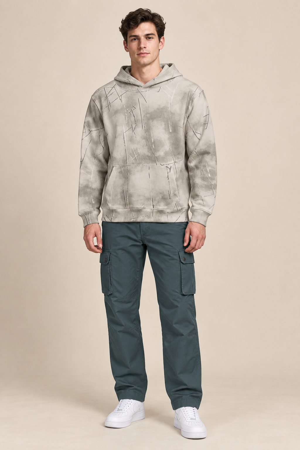 Men’s Fawn Cotton Blend Hooded Sweatshirt – Regular Fit Pullover Hoodie