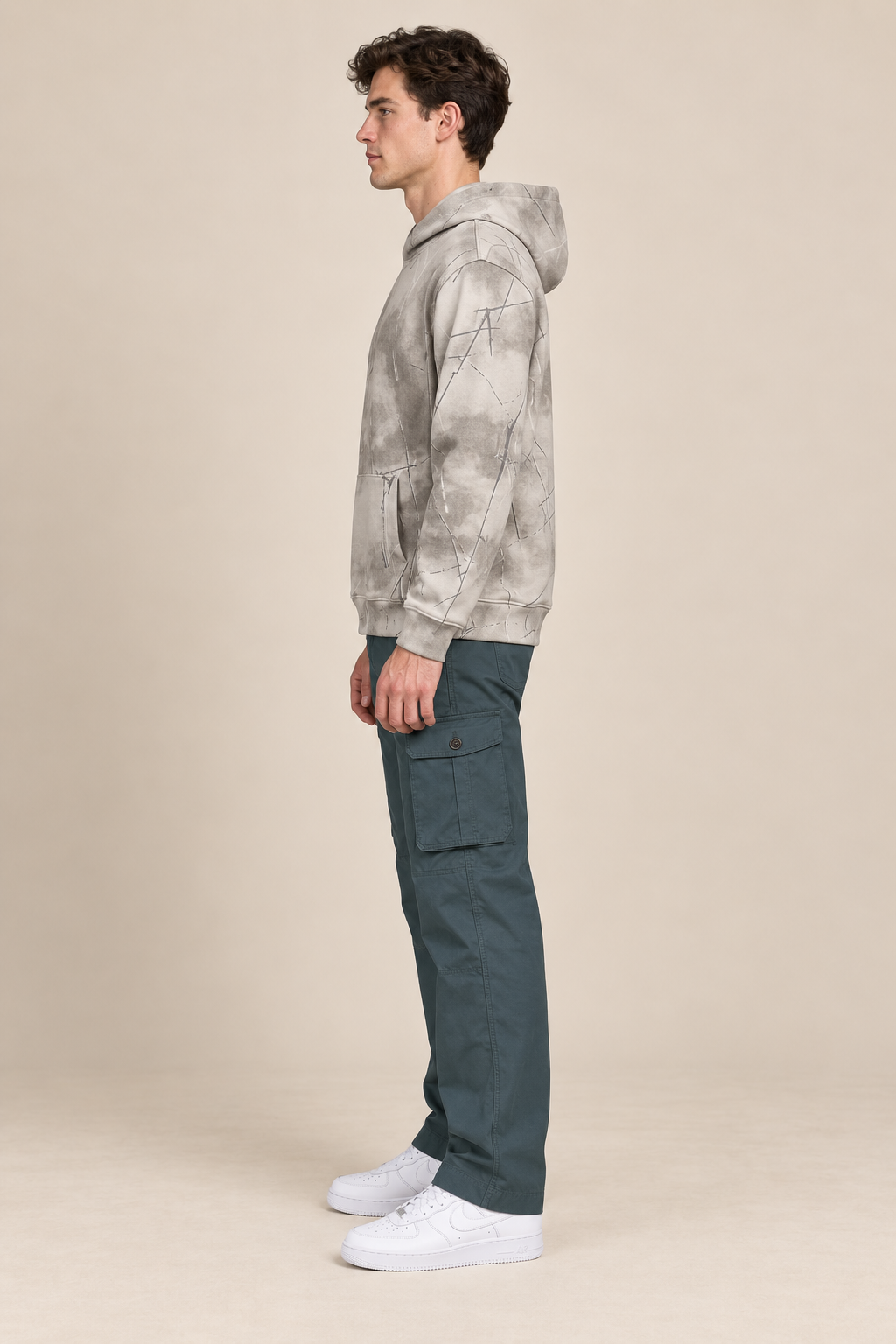 Men’s Fawn Cotton Blend Hooded Sweatshirt – Regular Fit Pullover Hoodie