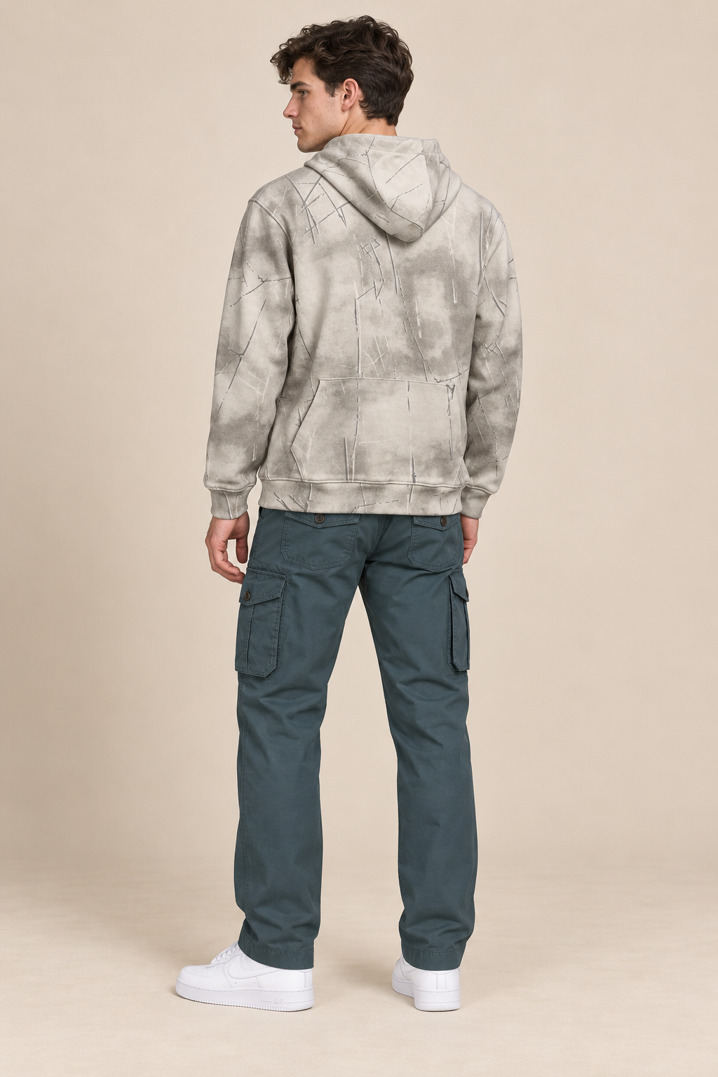 Men’s Fawn Cotton Blend Hooded Sweatshirt – Regular Fit Pullover Hoodie