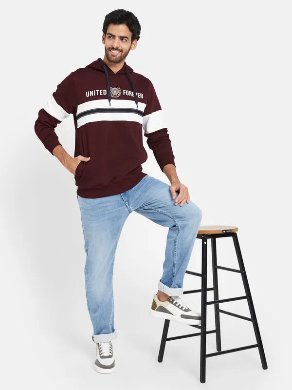 Octave Striped Long Sleeves Fleece Hood Pullover Sweatshirt