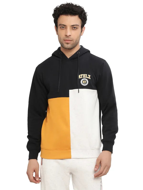 Octave Men Navy Blue Colourblocked Hooded Sweatshirt