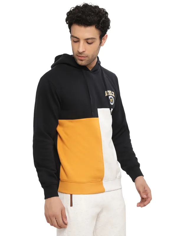Octave Men Navy Blue Colourblocked Hooded Sweatshirt